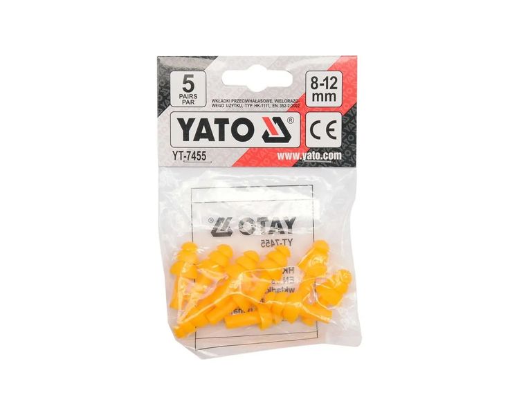 Противошумные беруши силиконовые YATO YT-7455, SNR 32 дБ, 5 пар фото