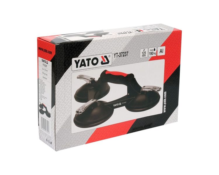 Присоска вакуумна потрійна алюмінієва YATO YT-37237, 125 мм, до 190 кг фото
