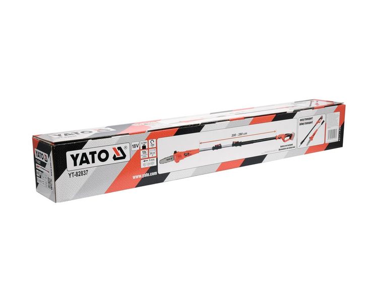 Пила цепная аккумуляторная YATO YT-82837 на штанге 2-2.8 м, шина 20 см, БЕЗ АКБ фото