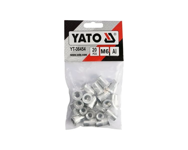Заклепка резьбовая алюминиевая М6 YATO YT-36454, 12 мм, 20 шт фото
