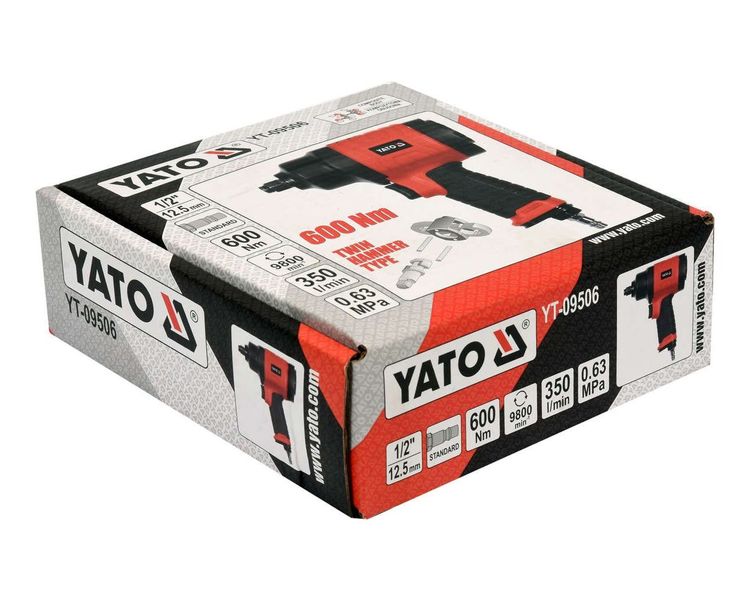 Гайковерт пневматичний ударний YATO YT-09506, 1/2", 600 Нм, 350 л/хв фото