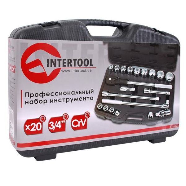 Профессиональный набор инструментов INTERTOOL ET-6023, 3/4", М19-50 мм, 20 ед фото