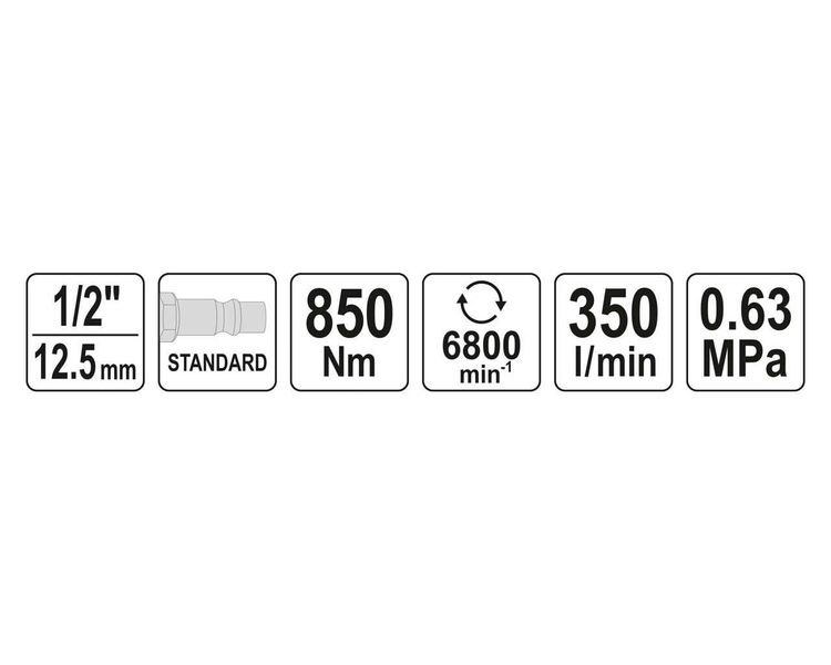 Гайковерт пневматический ударный на 850 Нм YATO YT-09531, 1/2″, 500 л/мин фото