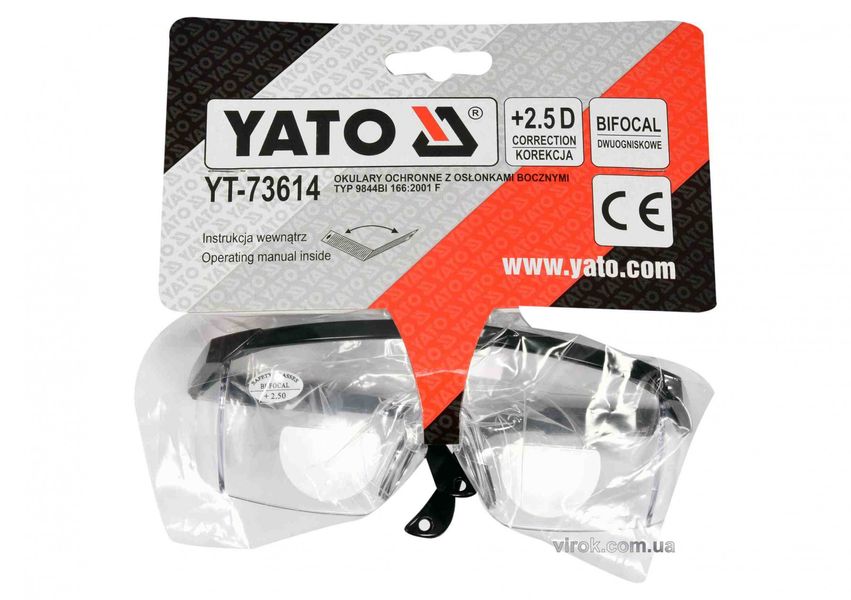 Очки защитные с коррекцией зрения +2.5 диоптрии YATO YT-73614 фото