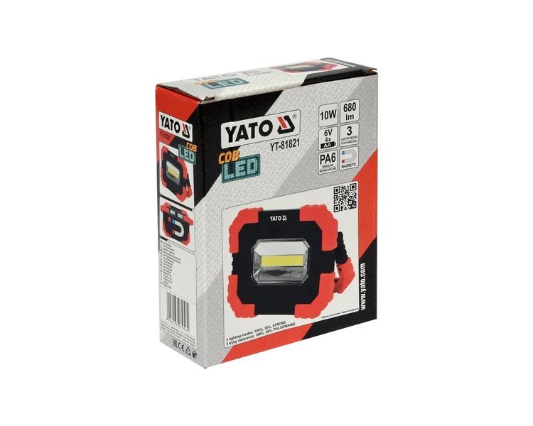Прожектор светодиодный на батарейках YATO YT-81821, 10 Вт, 680 лм, 3 режима фото