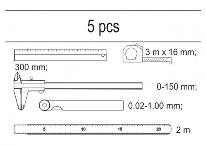 Вклад в инструментальный шкаф YATO YT-55474: измерительные инструменты, 5 ед. фото