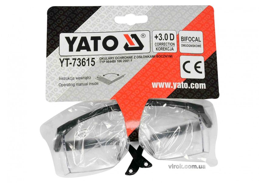 Окуляри захисні з корекцією зору +3 діоптрії YATO YT-73615 фото