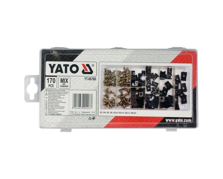 Металеві кліпси для панелей з гвинтами YATO YT-06780, 170 шт. фото