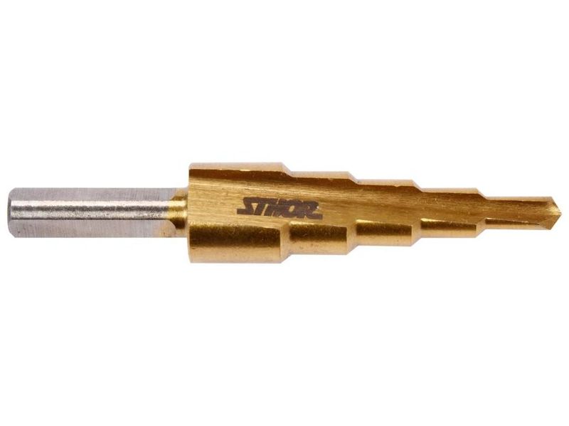 Сверло ступенчатое титановое 4-12 мм STHOR 22610, толщина металла до 4 мм фото