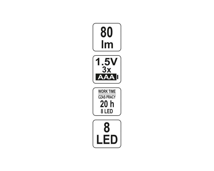LED фонарь в форме ручки YATO YT-08514 на батарейках, 80 лм, магнит + клипса фото