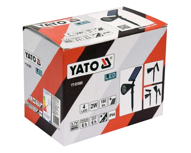 LED светильник садовый с солнечной батареей YATO YT-81880, 3.7 В, 2.2 Ач,180 Лм фото