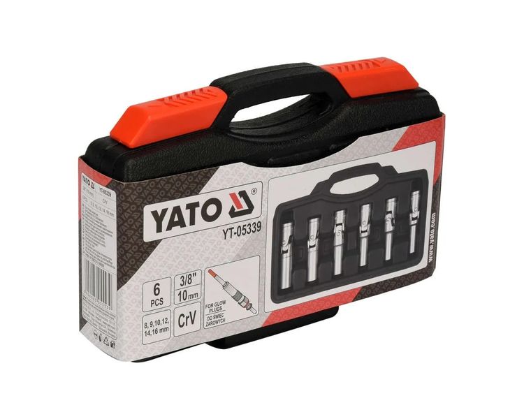 Набор головок для свечей накала YATO YT-05339, М8-16 мм, 3/8", 6 шт фото