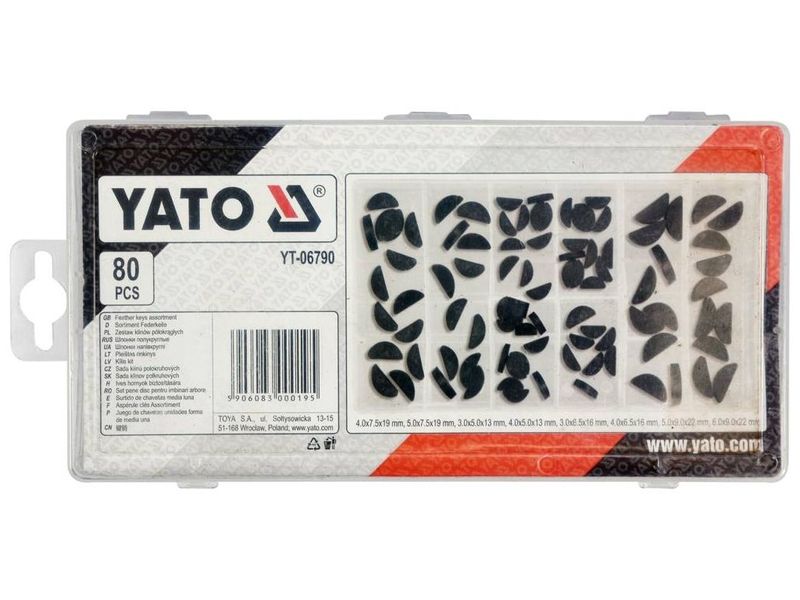 Шпонки полукруглые разных размеров YATO YT-06790, 80 шт. фото