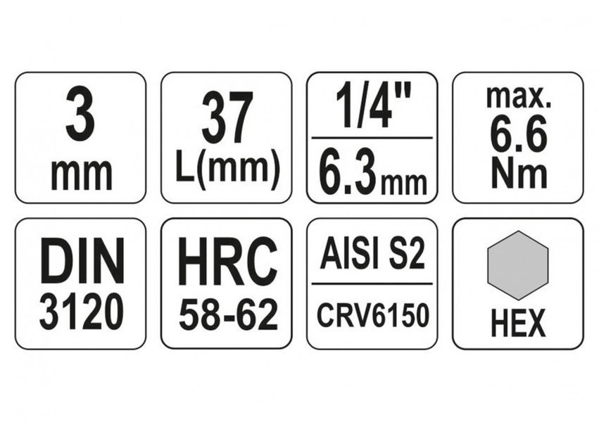 Шестигранна насадка в тримачі HEX H3 YATO YT-04370, 1/4", 37 мм фото