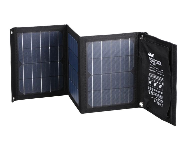 Сонячна панель портативна 22Вт для зарядки гаджетів 2E, 2хUSB-A 5В, 2.4A фото