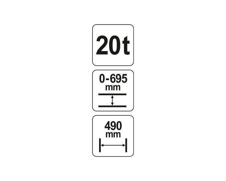 Пресс гидравлический рамный YATO YT-55581, 20 т, ход 0-695 мм, ширина 490 мм фото