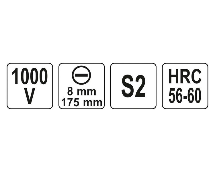 Викрутка діелектрична плоска SL8 YATO VDE 1000V, 175 мм фото