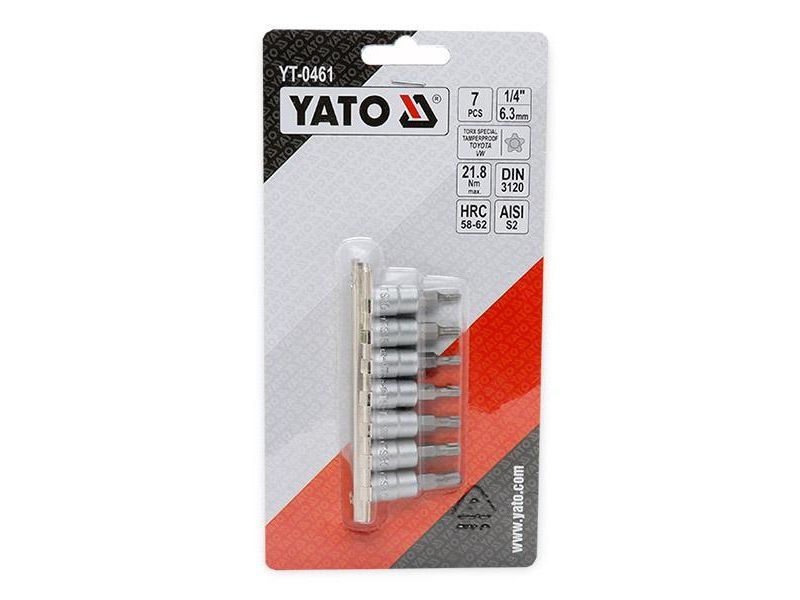 Головки з п'ятикутними насадками для TOYOTA та VW, TS10-TS40, YATO YT-0461, 1/4", 7 шт фото
