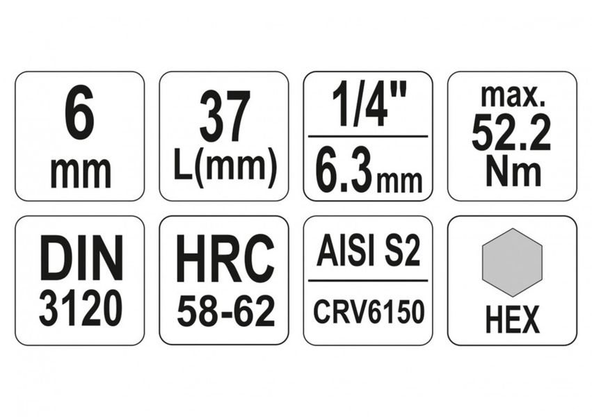 Шестигранна насадка в тримачі HEX H6 YATO YT-04373, 1/4", 37 мм фото