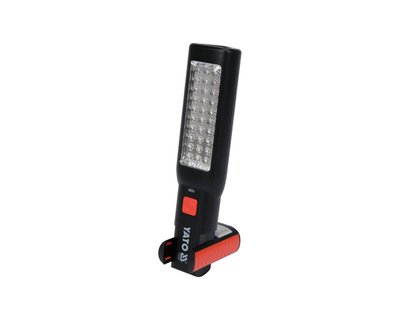 LED светильник аккумуляторный с фонариком YATO YT-085051, 100 лм, 3.7В, 1800 мАч, крючок, магниты фото