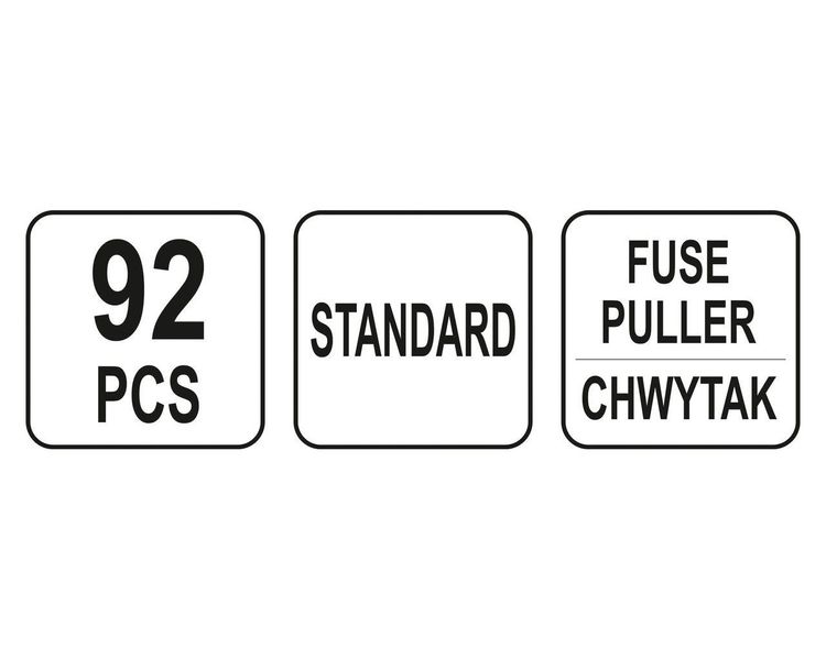 Предохранители автомобильные стандартные YATO YT-83142, 90 шт, индикатор + щипцы фото