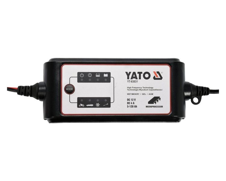 Зарядное устройство импульсное YATO YT-83031, 12В, 4А, 5-120 Ач фото