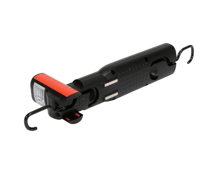 LED світильник акумуляторний з ліхтарем YATO YT-085051, 100 лм, 3.7В, 1800 мАг, гачок, магніти фото