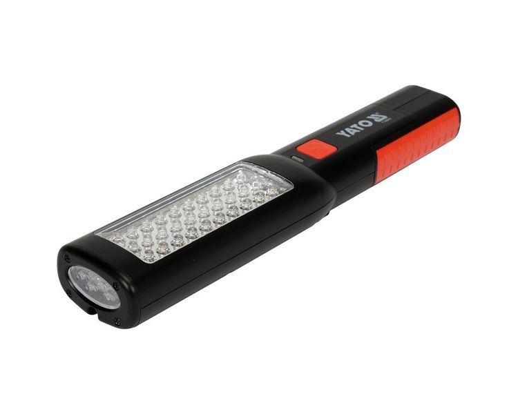LED светильник аккумуляторный с фонариком YATO YT-085051, 100 лм, 3.7В, 1800 мАч, крючок, магниты фото