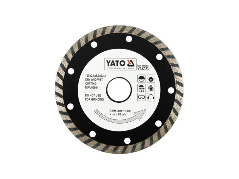 Диск алмазный "TURBO" 125 мм YATO YT-6023, 2.6х8.0 мм, 22.2 мм фото