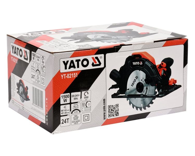 Пила дисковая YATO YT-82151, 1500 Вт, диск 185х30 мм фото