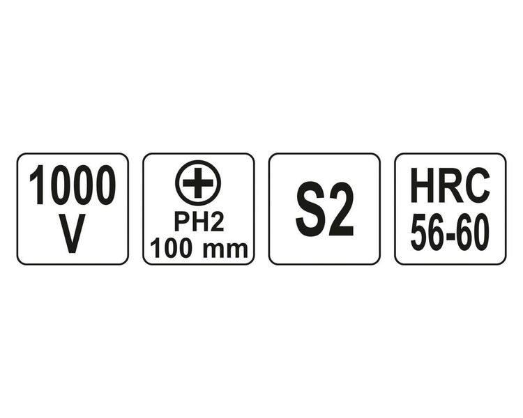 Отвертка диэлектрическая крестовая PH2 YATO VDE 1000V, 100 мм фото