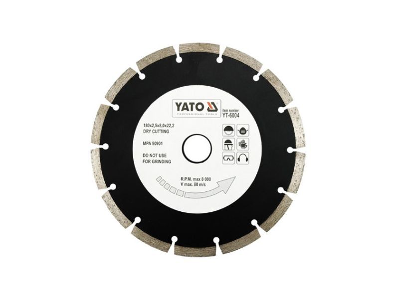 Диск алмазный сегментный 180 мм YATO YT-6004, 2.5×8 мм, 22.2 мм фото