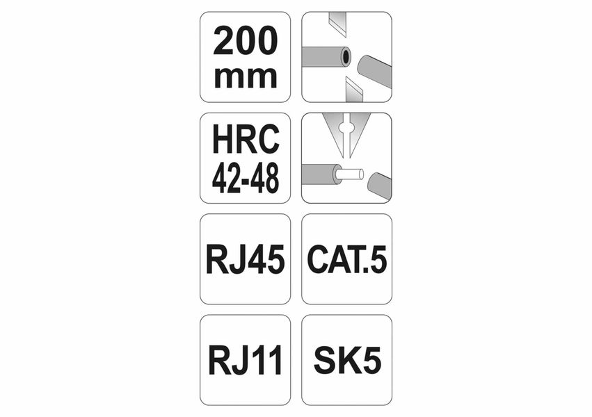 Кліщі обтискні YATO для конекторів RJ11/RJ12/RJ45, 200 мм фото