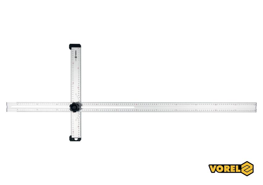 Кутник алюмінієвий Т-подібний, регулюємий VOREL 1200х320 мм, з розмітками кутів 30-75° фото