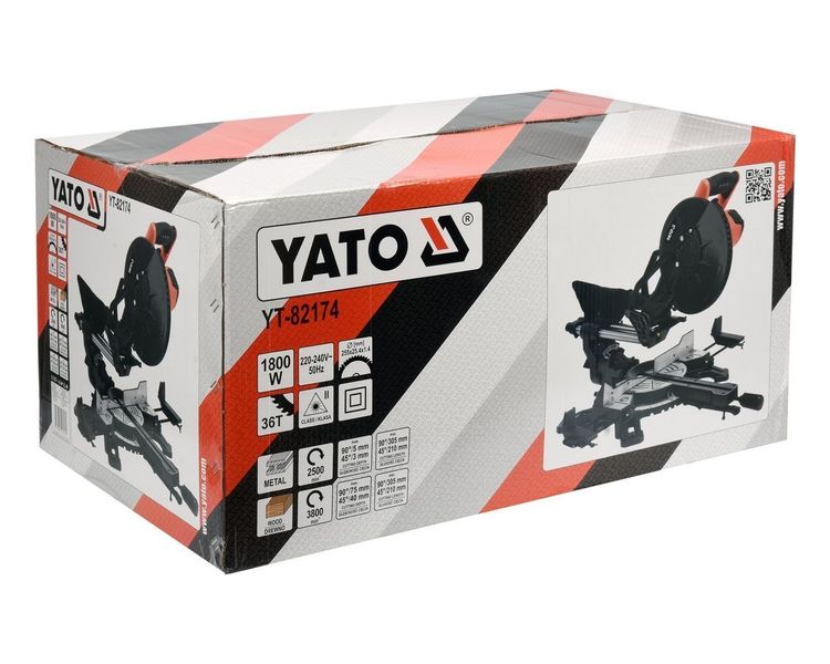 Пила торцовочная с протяжкой YATO YT-82174, 1800 Вт, 255х25.4 мм фото