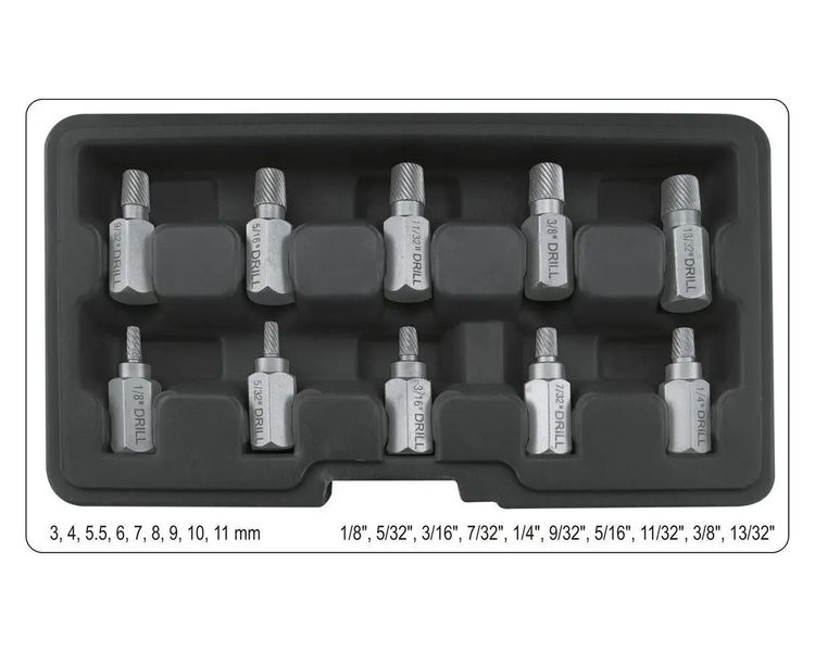 Насадки-экстракторы YATO YT-05890, 3-11 мм, HEX 13 мм, набор 10 шт фото