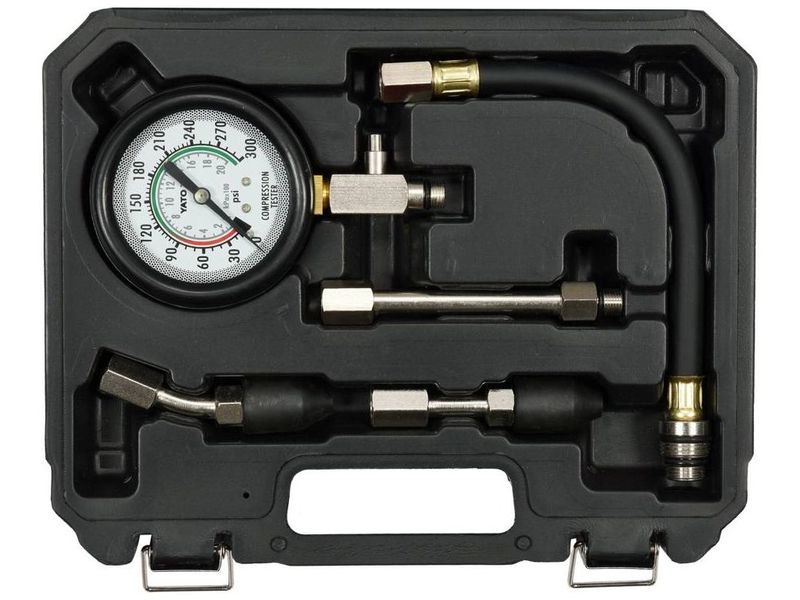 компрессометр для бензиновых двигателей YATO YT-73011, 2.1 МПа, М14, М18, 5 ед. фото