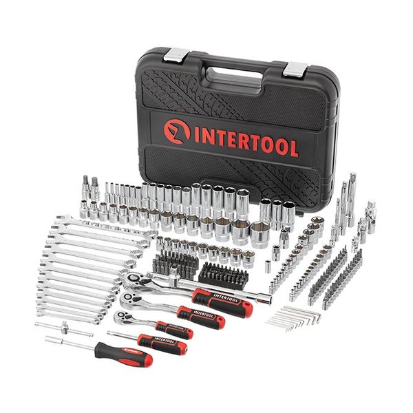 Набор инструментов INTERTOOL ET-8219, 1/2"-3/8"-1/4", М4-32 мм, 219 ед. фото
