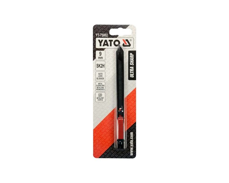 Нож металлический с выдвижным сегментным лезвием 9 мм YATO YT-75002, лезвие SK2H фото