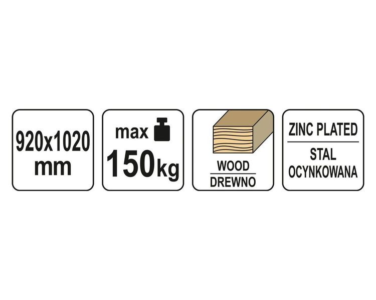 Козли розкладні для дерев'яних колод YATO YT-79925, до 150 кг, 920х1020 мм фото