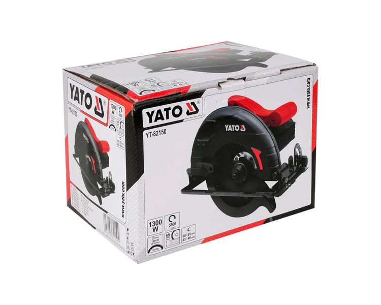 Пила дисковая YATO YT-82150, 1300 Вт, диск 190х20 мм, до 65 мм фото