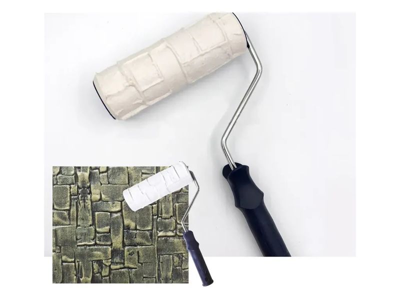 Валик с узором для декоративной штукатурки под плитку YATO YT-51963, 180х70 мм, полиуретан фото