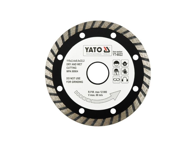 Диск алмазный "TURBO" 115 мм YATO YT-6022, 2.4х8.0 мм, 22.2 мм фото