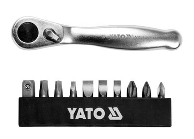 Набор насадок с трещоткой YATO YT-14390, 1/4", 25 мм, 11 шт фото