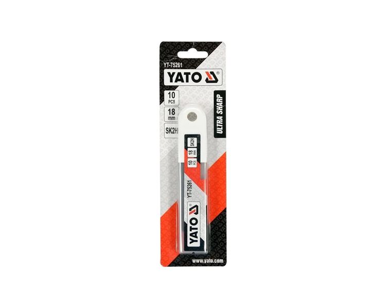 Лезвие для сегментного ножа 18 мм YATO YT-75261, сталь SK2H, 10 шт фото