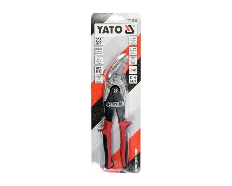 Ножиці по металу ліві YATO YT-1915, 235 мм, CrMo, HRC 60-62, DIN 6438 фото