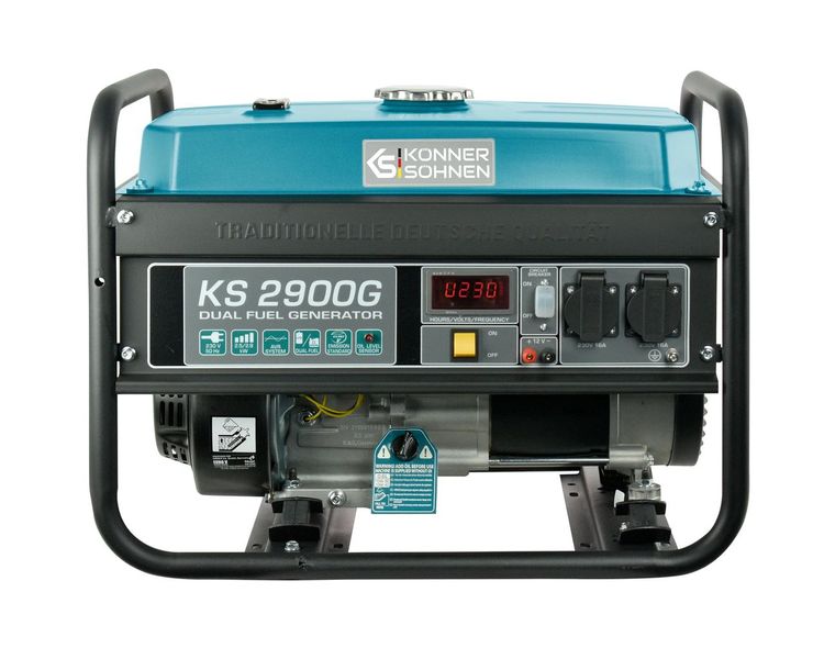 Генератор газ-бензин Könner & Söhnen KS 2900G, 2.9 кВт, AVR, ручний запуск, бак 15 л фото