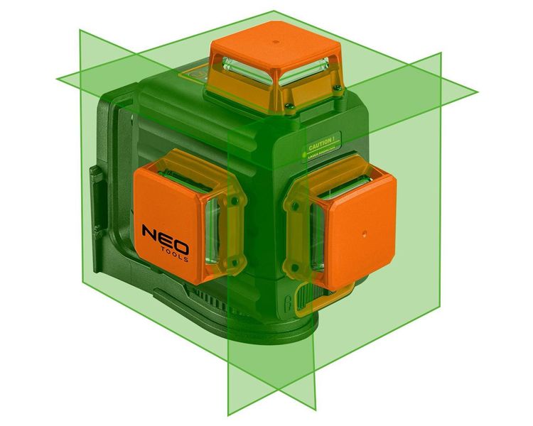 Нивелир лазерный аккумуляторный 3D в кейсе NEO TOOLS 75-109, зеленый, 3х360°, до 20 м фото