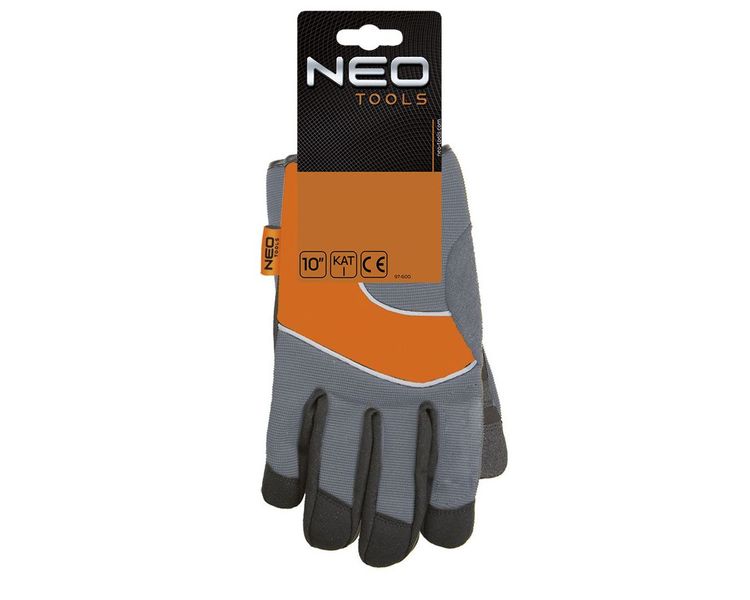 Перчатки рабочие NEO TOOLS 97-605, размер 10", синтетическая кожа+ткань+ПВХ фото