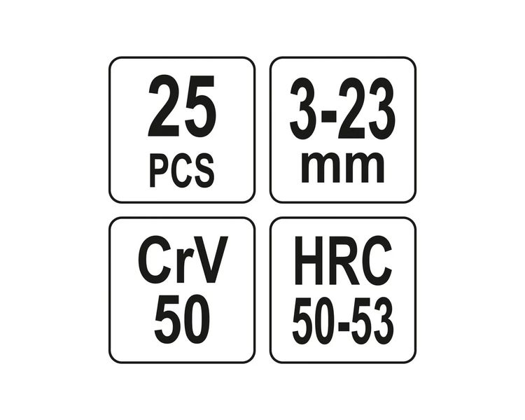 Набор насадок-экстракторов YATO YT-06034, 3-23 мм, HEX, 25 шт фото